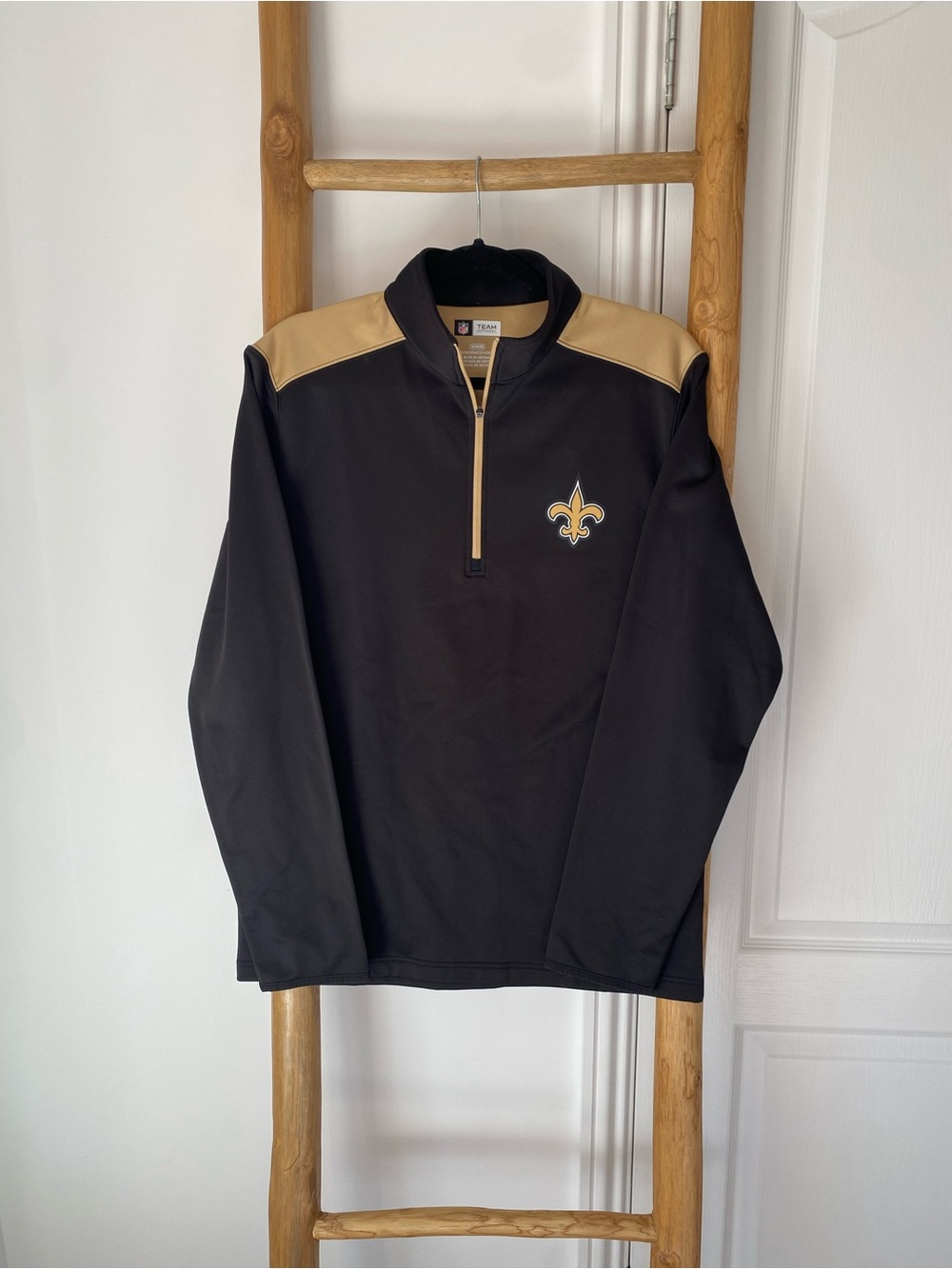 New Orleans Saints Pullover Men's Size M NFL Team Apparel 1/4 Zip Black